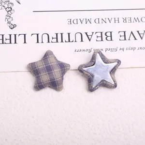 Vintage fabric plaid star button DIY decorative patch for coat clothing accessories detail