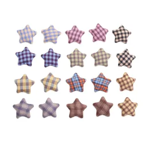 Vintage plaid fabric star buttons DIY sewing accessories for coat handmade crafts decor