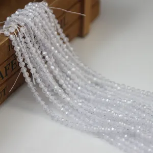 Perles de cristal blanches facettées fabrication de bijoux DIY bracelet collier