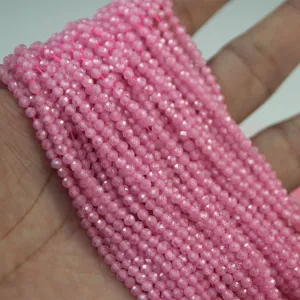 Perles en vrac de zircon facetté rose pour bracelets colliers faits main DIY fabrication bijoux