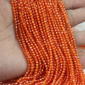 Perles en pierres precieuses orange facettees pour bijoux DIY fabrication bracelet collier