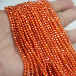 Brins de perles en vrac orange facettées pour fabrication de bijoux DIY bracelet collier.