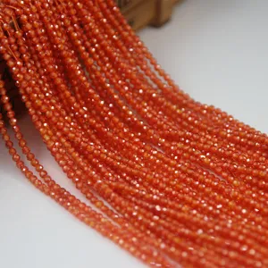 Perles de pierres précieuses orange rouge facettées pour fabrication de bijoux et bracelets DIY.