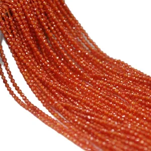 Gros perles de pierres précieuses orange rouge facettées en vrac pour bracelets DIY.