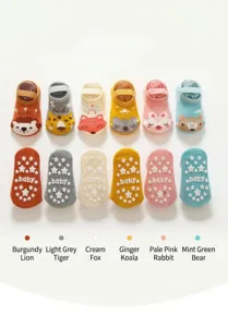 Leuke baby antislip sokken katoen peuter vloer sokken met schattige cartoon dier design