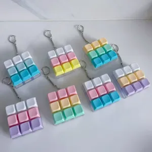 Coloré Macaron 3x3 Clavier Mécanique Touche Anti-Stress Jouet Porte-Clés Tendance