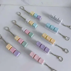 Porte-clés jouet de décompression interrupteur clavier mécanique macaron 3 touches