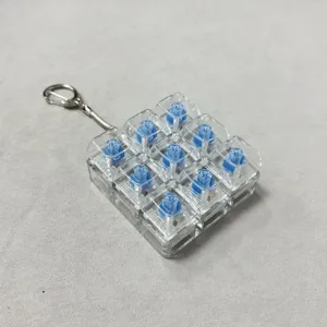 Transparent 3x3 mechanical keyboard switch tester keychain stress relief toy fidget.
