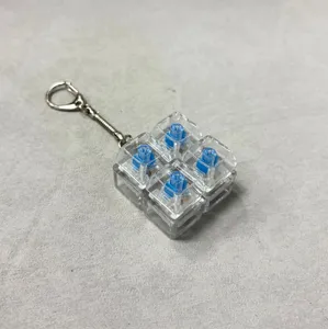 Transparent 4-key mechanical keyboard switch tester keychain stress relief toy for desk