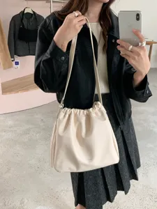 Chic minimalist pleated cloud shoulder bag stylish commuter crossbody bucket bag for women