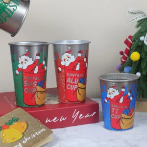 Tasse en acier inoxydable de Noël 450ml mug à bière thermosensible cadeau festif