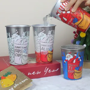 Noël tasse en acier inoxydable changement de couleur métal bière eau fête boisson cadeau