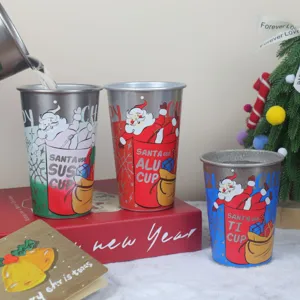 Noël 450ml tasse à bière en acier inoxydable à changement de couleur tasse de Noël