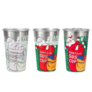 Gobelet a biere en acier inoxydable 450ml Noel changement de couleur sensible tasse cadeau
