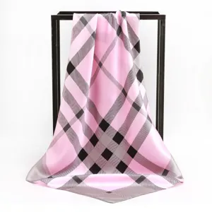 Sciarpa Quadrata da Donna in Poliestere Satinato Foulard Stampato Effetto Seta Motivo Floreale Retro Sciarpa da Collo