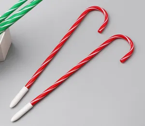 Creative Christmas candy cane ballpoint pen cute red white striped plastic gift writing pen