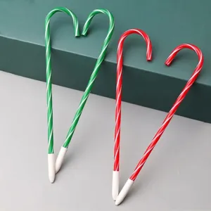 Creative Christmas Candy Cane Plastic Ballpoint Pen Festive Striped Design Holiday Gift Stationery