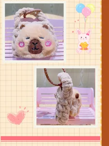 Handmade crochet plush capybara coin purse cute cartoon keychain small bag pendant