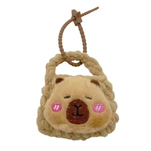 Cute capybara crochet plush coin purse keychain handmade mini bag for cute children kids pendant.