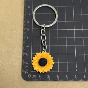 Sonnenblume Harz Blume Schlüsselanhänger, süßer Taschen Anhänger, stilvolles Ring Zubehör.