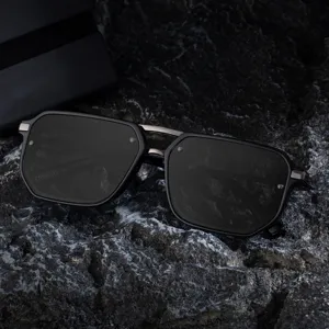 Men's polarized square sunglasses outdoor metal double bridge sun eyewear 2025 new