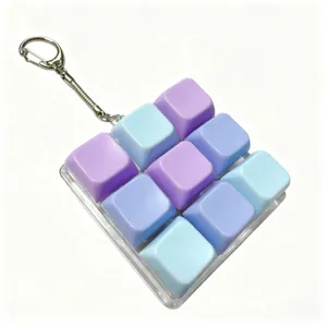 9-Key Mechanical Keyboard Switch Fidget Toy Keychain Pastel Color Stress Relief Pendant
