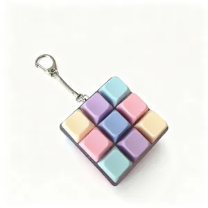 9-Key Mechanical Fidget Keychain Pastel Colored Stress Relief Toy Clicker Pendant