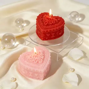 Handmade heart-shaped jewelry box scented soy candle, romantic Valentine gift home decor.