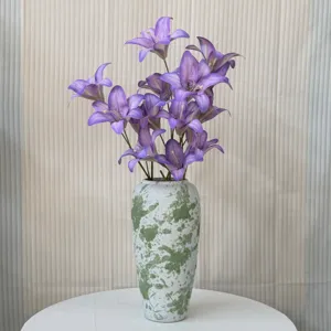Artificial lily flower bouquet detail view, perfect for home living room decor and floral design.