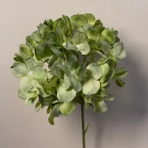 Stelo di fiore di ortensia verde artificiale per decorazione domestica, bouquet da sposa.