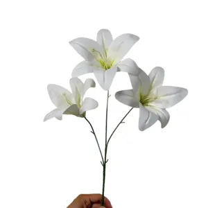 Artificial white lily flower bouquet fake floral decor for home wedding photography
