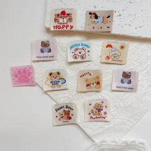 Cute cartoon woven labels and patches colorful decorative fabric accessories for doll clothes