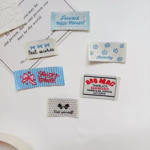 Koreaans gestikte geweven labels DIY handgemaakte stoffen tags voor kleding en tassen