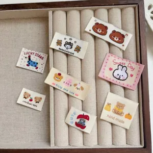 Cute cartoon embroidered woven labels handmade DIY clothing tags for hair clips bags socks