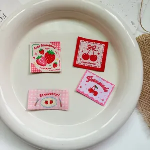 Cute strawberry cherry embroidery fabric labels patches for clothing hats bags DIY accessories