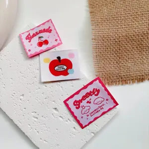 Cute embroidered cloth labels set, cherry apple and puppy DIY patches for clothing hats bags.