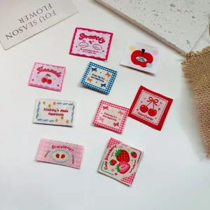 Cute strawberry and cherry embroidered fabric labels, decorative patches for clothing, bags, and hats.