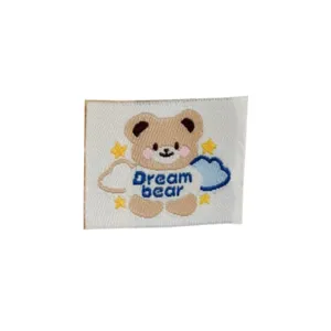 Cute cartoon woven label embroidered patch for DIY clothing accessories, bags, and apparel decor.