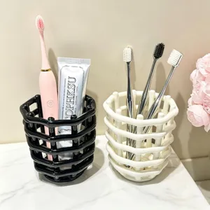 Porte-brosse à dents tissé en céramique moderne, ensemble organisateur de salle de bain.