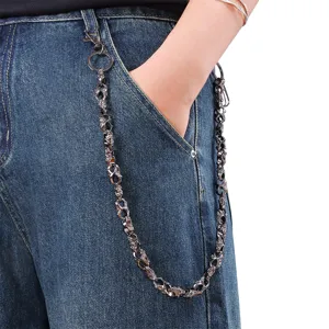 Punk Gothic Skull Cross Pants Chain Alloy Metal Waist Belt Chain For Men Women Jeans Heavy Duty Pocket Chain Keychain Jewelry