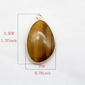 Natural stone teardrop pendant gold plated bezel DIY jewelry accessory charms wholesale