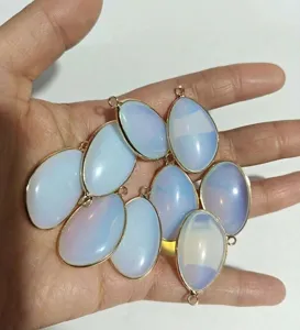 Teardrop pendant gold plated edge DIY jewelry accessory closeup detailed product shot
