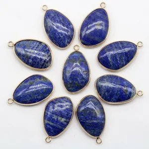 Natural Lapis Lazuli Teardrop Gold Bezel Pendants DIY Jewelry Making Wholesale Accessories