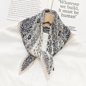 Elegant pleated print neck scarf for women, chic floral paisley design for daily wear.