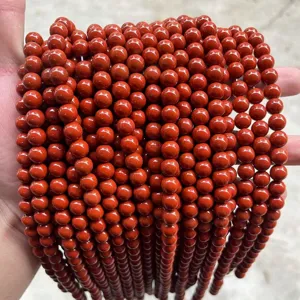 Red jasper round beads stone loose beads for DIY jewelry making and handmade crafts detail view.