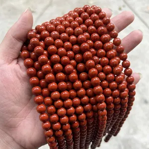 Natural Red Jasper round loose beads for DIY jewelry making and wholesale crafting supplies.