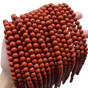 Natural red jasper gemstone round beads loose beads for DIY jewelry making and crafting supplies.