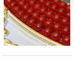 Perles rondes en agate rouge naturelle semi-finies en gros pour bijoux de bricolage.