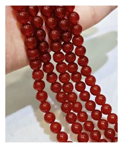 Fil de perles en pierre précieuse ronde en agate rouge naturelle pour bijoux DIY faits main
