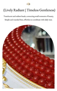 Perles rondes en agate rouge naturelle pour bijoux DIY, perles brillantes et lisses.